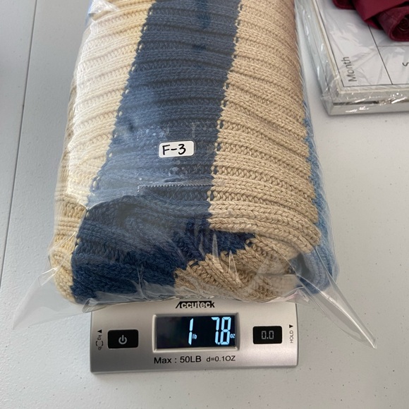 EUC Liz Claiborne women’s red blue cream striped thick knit cotton sweater large - Picture 6 of 6